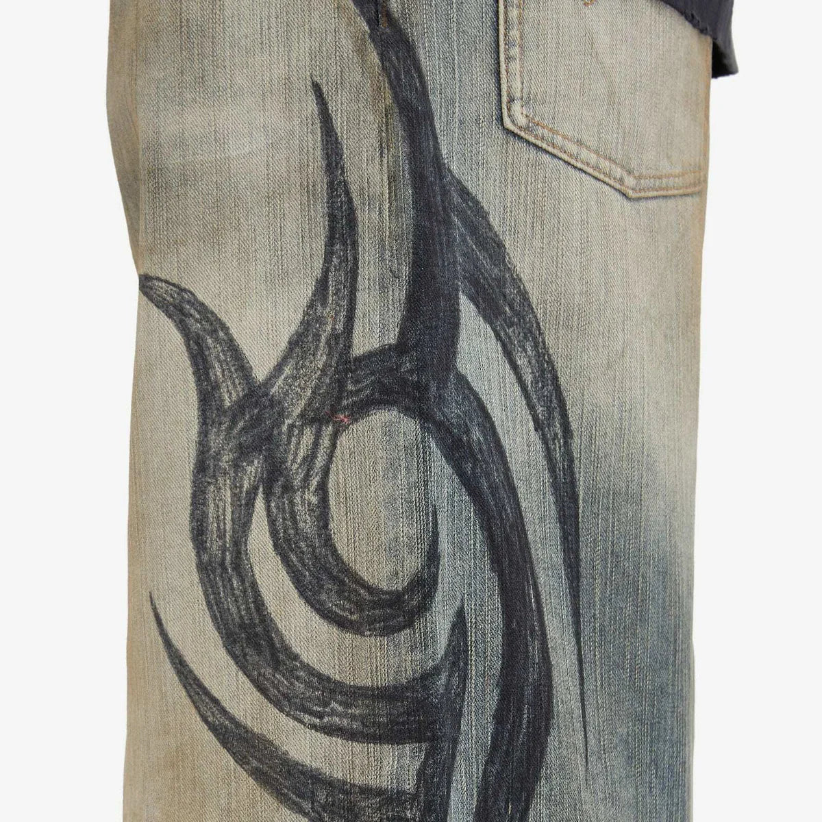 VandalNova™ Faded Baggy Tribal Style Jeans