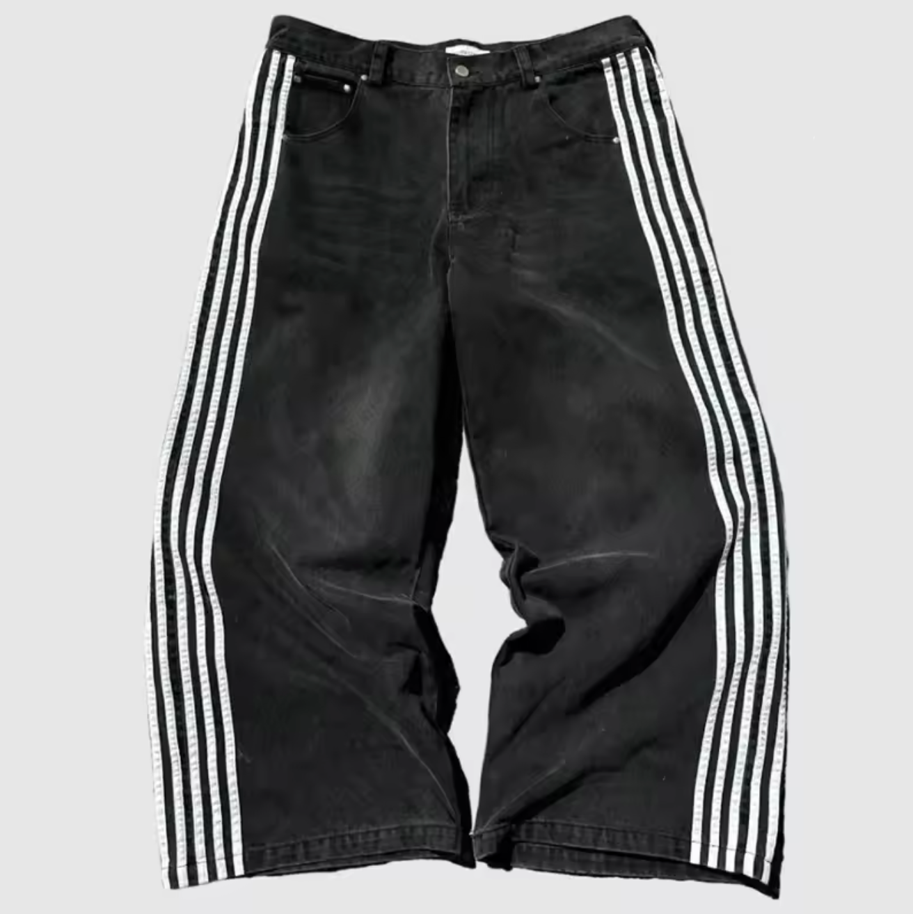 STRIPE BAGGY JEANS